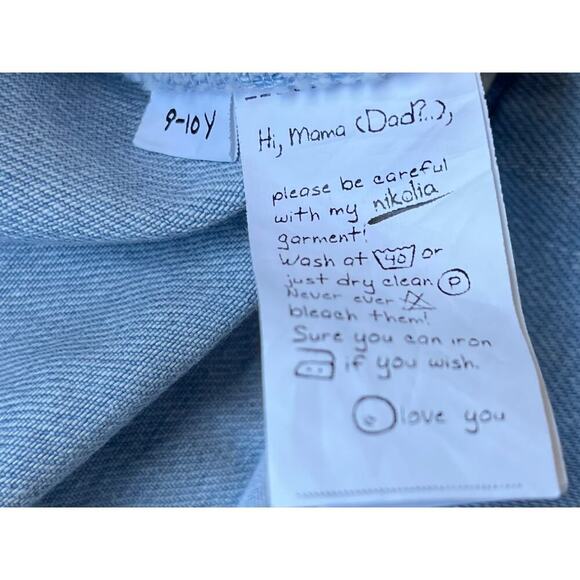 Nikolia Kids Puff Sleeve Denim Bomber Jacket Light Blue Cotton Zip - 9-10 Years - Picture 10 of 11